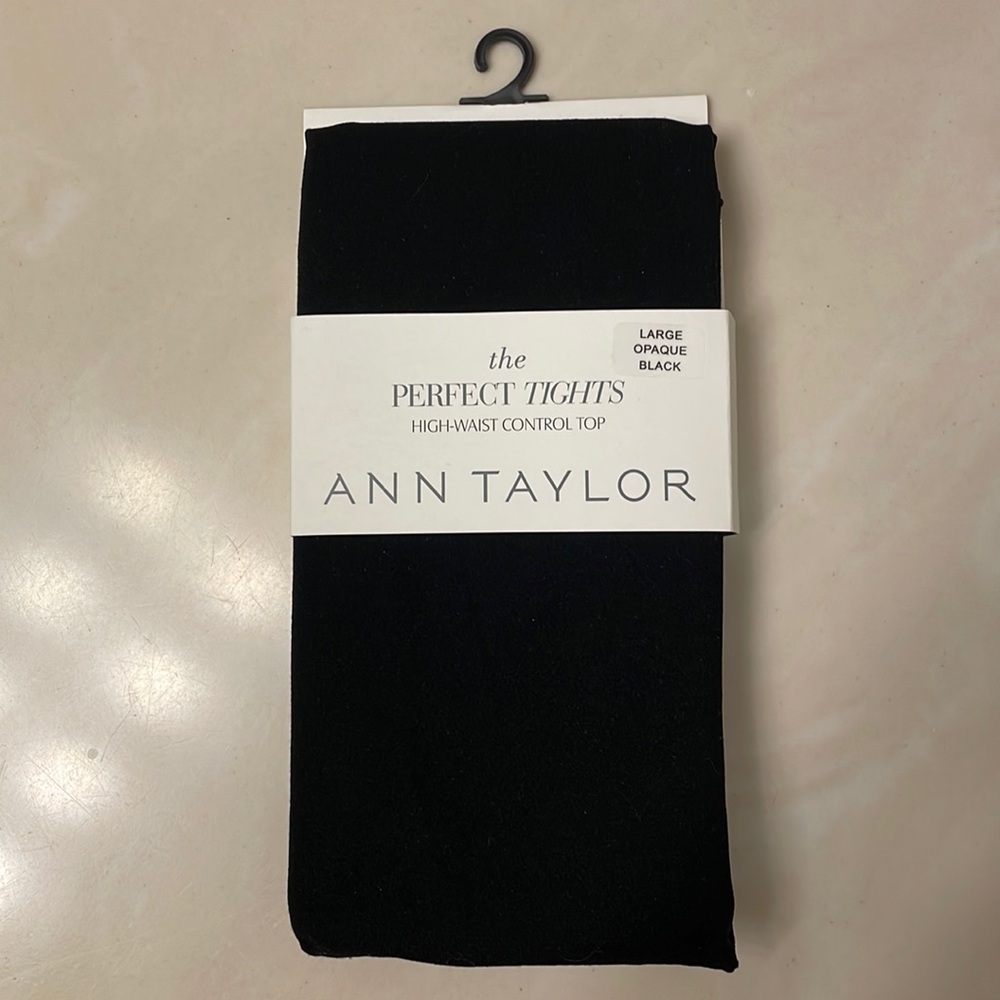 Ann Taylor The Perfect Tights - High Waist Control Top - Black Opaque